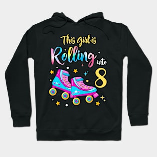 Rolling Into 8 Years Skating Birthday Roller 8Th Skate Hoodie